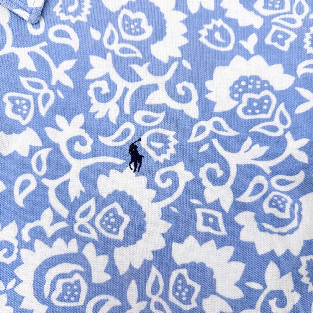 Vintage Polo Ralph Lauren Hawaiian Polo Shirt Mens Size XL Blue Floral Print